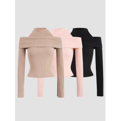 假兩件韓系針織衫女早秋季2025新款chic毛衣內搭打底衫一字肩上衣