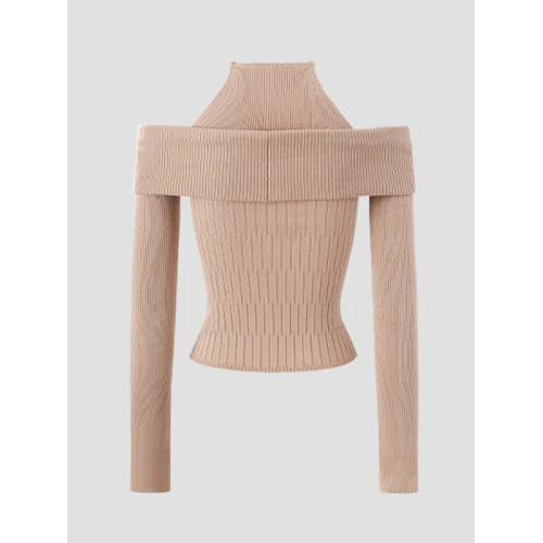 假兩件韓系針織衫女早秋季2025新款chic毛衣內搭打底衫一字肩上衣