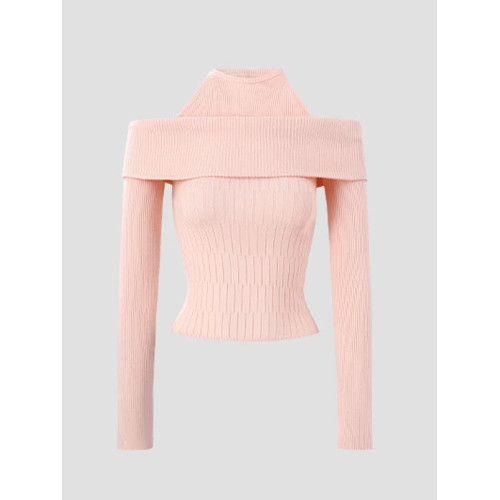 假兩件韓系針織衫女早秋季2025新款chic毛衣內搭打底衫一字肩上衣