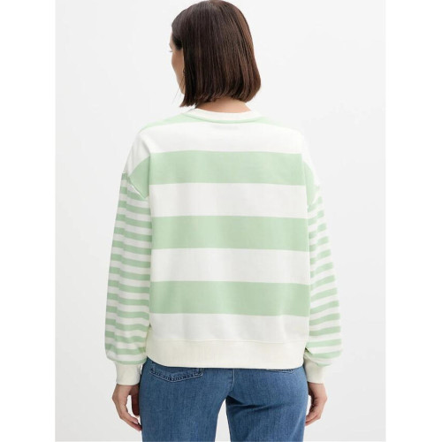 堅持原單意大利貝納通25官網秋冬新寬松條紋撞色女小毛圈衛衣絨衫