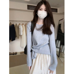 獨特漂亮巨好看的輕熟韓系早秋冬季上衣穿搭粉色長袖針織打底衫女