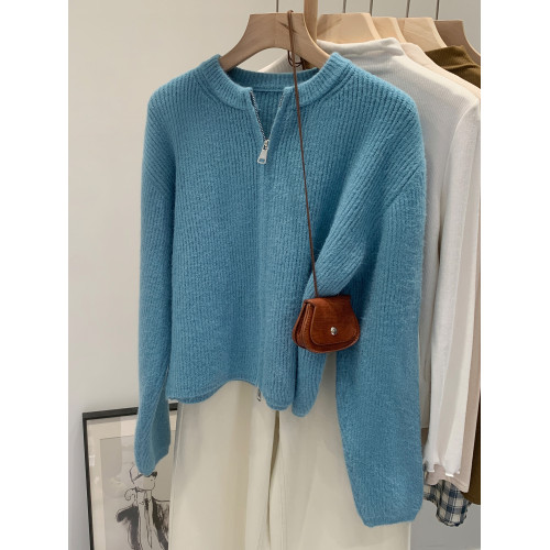 高知穿搭杏色毛衣開衫外套女秋季2025新款巨好看拉鍊針織衫小上衣