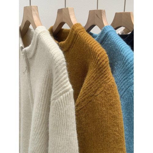 高知穿搭杏色毛衣開衫外套女秋季2025新款巨好看拉鍊針織衫小上衣