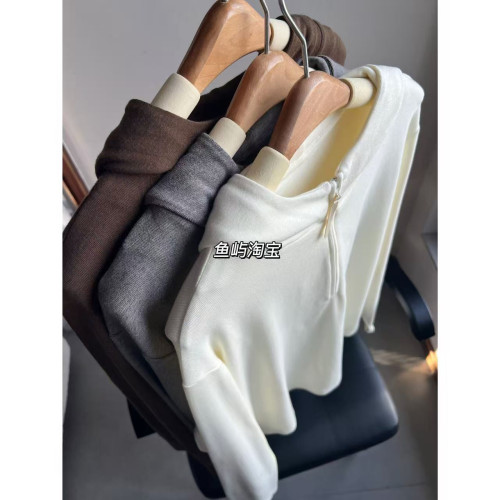 Y 連帽拼接T恤極簡風拉鍊長袖ins套頭純色網紅氣質衛衣 Y 連帽拼接T恤極簡風拉鍊長袖ins套頭純色網紅氣質衛衣