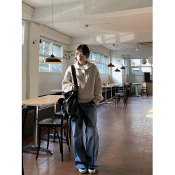 秋冬季高領寬松慵懶風針織衫毛衣2025新款女裝高級感套頭復古上衣