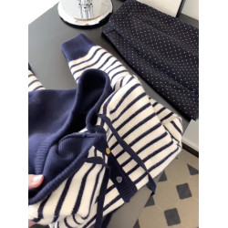 復古條紋連帽長袖開衫毛衣女2025年秋季新款新款時尚百搭外套上衣