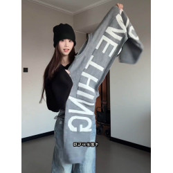 美式復古超大袖子印花休閒短款毛衣女秋冬季小衆設計辣妹針織上衣