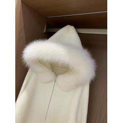 大毛領連帽拉鍊毛衣女外套2025秋冬慵懶風高級感超好看的針織開衫