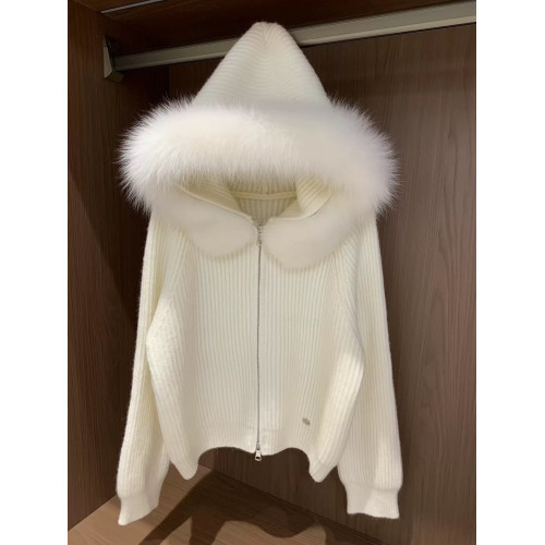 大毛領連帽拉鍊毛衣女外套2025秋冬慵懶風高級感超好看的針織開衫