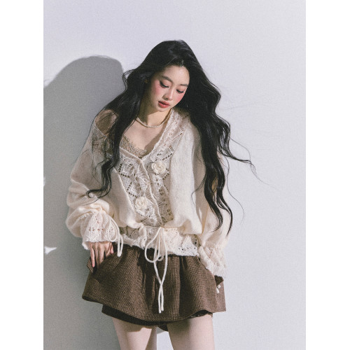 少也眼嬌香Honey%韓系慵懶風針織開衫毛衣外套女秋季寬松顯瘦上衣