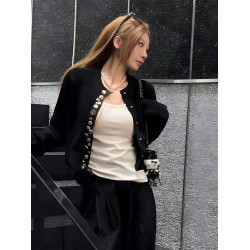 法式黑色小香風開衫外套女秋季新款小個子高級感氣質名媛短款上衣