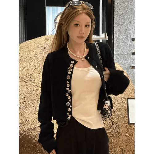 法式黑色小香風開衫外套女秋季新款小個子高級感氣質名媛短款上衣