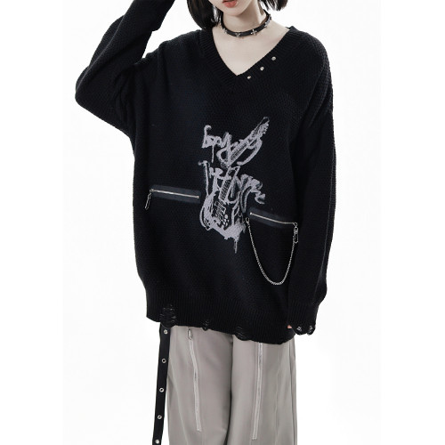 pinksavior【灰度和弦】黑灰設計不規則粗織秋冬毛衣格紋搭配長褲