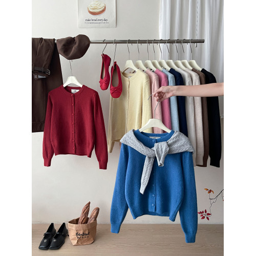 日韓系復古軟糯羊絨毛針織開衫女秋溫柔洋氣休閒顯瘦百搭外套上衣