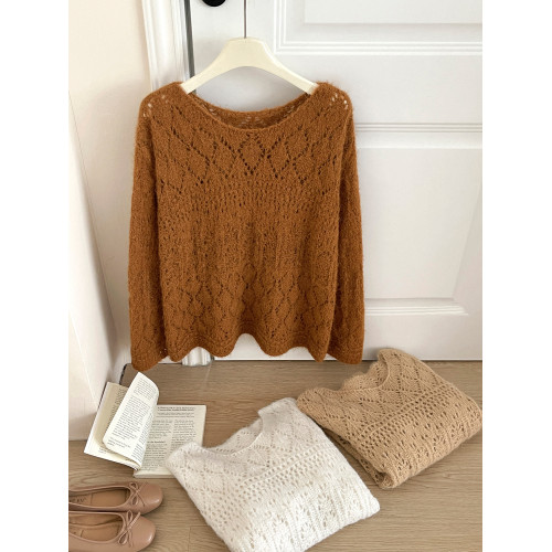 法式松弛感軟糯混羊絨毛針織罩衫女秋慵懶風溫柔外穿百搭打底上衣 法式松弛感軟糯混羊絨毛針織罩衫女秋慵懶風溫柔外穿百搭打底上衣