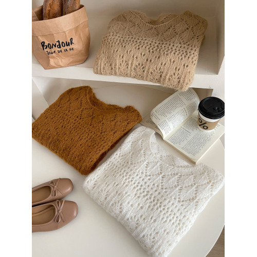 法式松弛感軟糯混羊絨毛針織罩衫女秋慵懶風溫柔外穿百搭打底上衣 法式松弛感軟糯混羊絨毛針織罩衫女秋慵懶風溫柔外穿百搭打底上衣