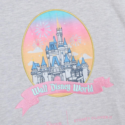 樂園款~有質感灰色卡通字母刺綉衛衣女士圓領薄絨寬松大碼上衣