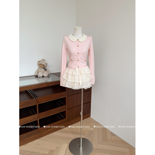 玖月伍奶油小香 25B粉色小香可拆卸娃娃領針織開衫外套早秋上衣 玖月伍奶油小香 25B粉色小香可拆卸娃娃領針織開衫外套早秋上衣