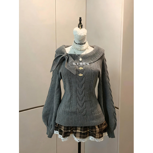 原創秋冬古早vintage毛衣奈奈風早秋學院風兔耳套頭收腰針織衫女 原創秋冬古早vintage毛衣奈奈風早秋學院風兔耳套頭收腰針織衫女