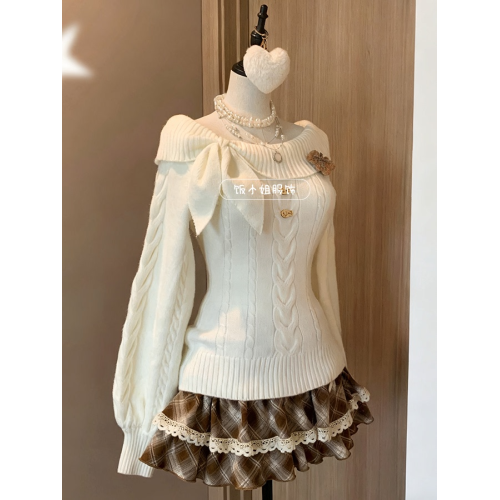 原創秋冬古早vintage毛衣奈奈風早秋學院風兔耳套頭收腰針織衫女 原創秋冬古早vintage毛衣奈奈風早秋學院風兔耳套頭收腰針織衫女