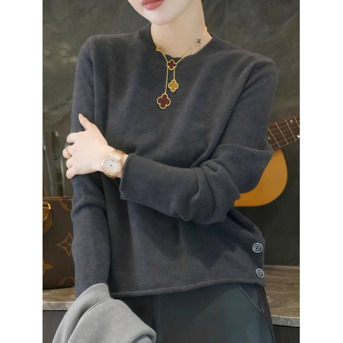 大碼胖MM秋季灰色針織衫長袖女2025新款內搭打底衫韓系漂亮小上衣