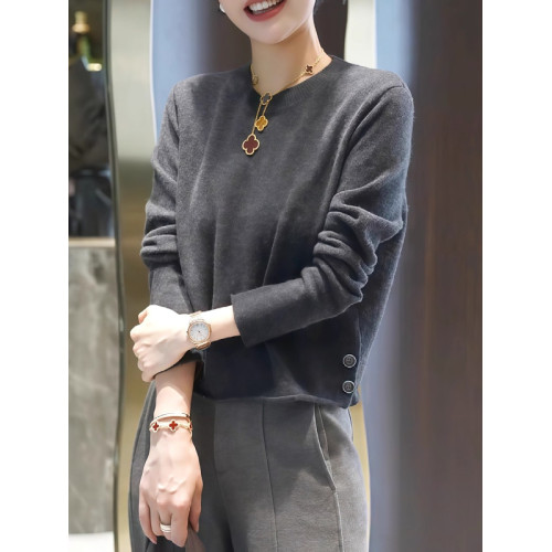 大碼胖MM秋季灰色針織衫長袖女2025新款內搭打底衫韓系漂亮小上衣