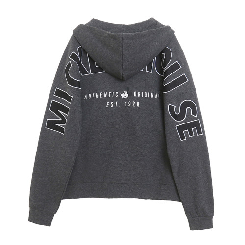 樂園款~卡通刺綉字母印花連帽衛衣女開衫拉鍊外套薄絨大碼帽衫 潮 樂園款~卡通刺綉字母印花連帽衛衣女開衫拉鍊外套薄絨大碼帽衫 潮