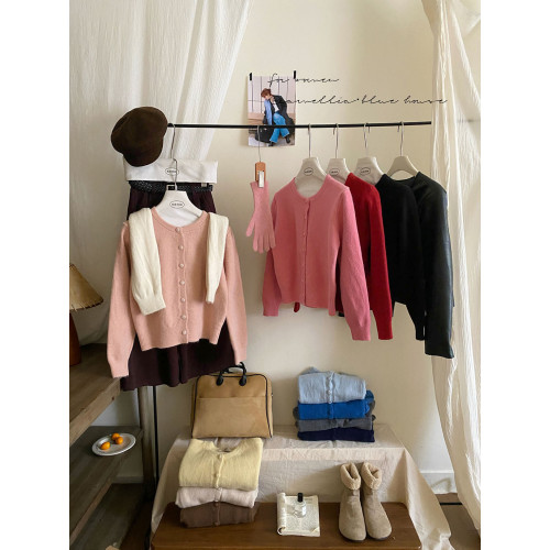 韓系圓領單排釦針織開衫女秋冬軟糯同色包釦溫柔外穿長袖毛衣外套 韓系圓領單排釦針織開衫女秋冬軟糯同色包釦溫柔外穿長袖毛衣外套