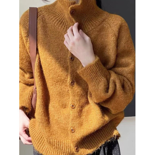 高級感立領針織開衫外套上衣女秋冬軟糯灰色內搭高領慵懶外穿毛衣 高級感立領針織開衫外套上衣女秋冬軟糯灰色內搭高領慵懶外穿毛衣