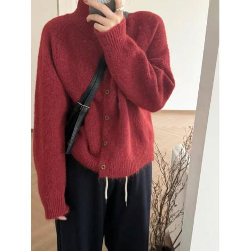 高級感立領針織開衫外套上衣女秋冬軟糯灰色內搭高領慵懶外穿毛衣 高級感立領針織開衫外套上衣女秋冬軟糯灰色內搭高領慵懶外穿毛衣