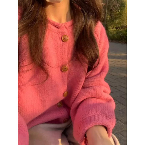 韓系chic軟糯氣質開春上衣女寬松慵懶風別致穿搭針織開衫毛衣外套