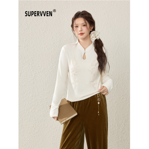 超級文 長風萬裡刺綉花邊軟糯國風針織小衫