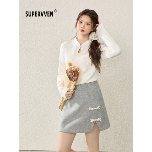 超級文 長風萬裡刺綉花邊軟糯國風針織小衫