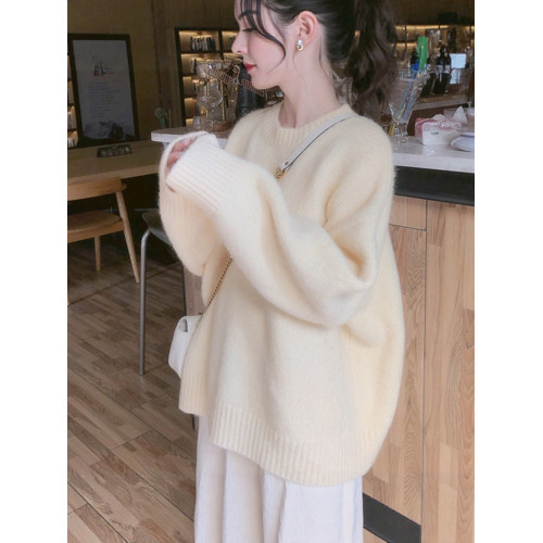 韓系新款穿搭毛衣女上衣2025秋冬軟糯圓領套頭小衆打底寬松針織衫 韓系新款穿搭毛衣女上衣2025秋冬軟糯圓領套頭小衆打底寬松針織衫