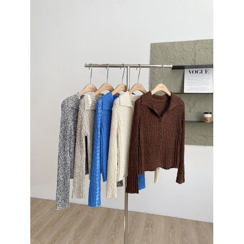 2025年秋季新款韓版時髦百搭簡約通勤翻領針織開衫修身顯瘦上衣女 2025年秋季新款韓版時髦百搭簡約通勤翻領針織開衫修身顯瘦上衣女