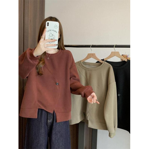 胖MM2-300斤大碼設計感不規則加絨衛衣女秋冬爆款寬松遮肚子上衣 胖MM2-300斤大碼設計感不規則加絨衛衣女秋冬爆款寬松遮肚子上衣