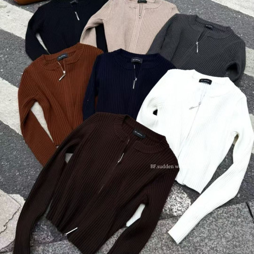 2025秋季新款韓版洋氣百搭ins雙拉鍊修身顯瘦針織開衫 2025秋季新款韓版洋氣百搭ins雙拉鍊修身顯瘦針織開衫