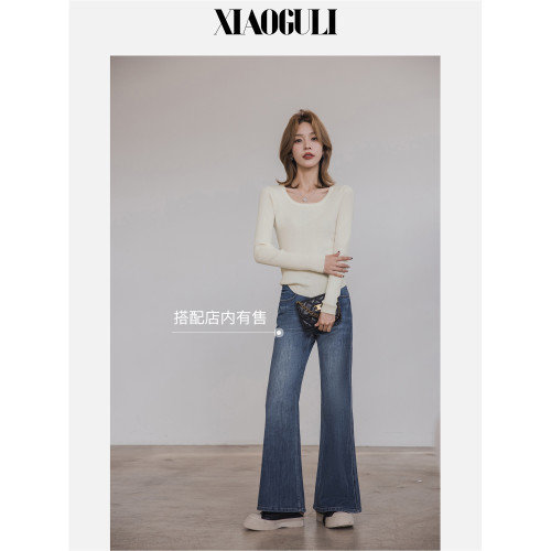 小穀粒裸感打底王 羊毛混紡針織衫女秋季新款u領修身顯瘦百搭上衣