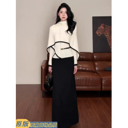 巨好看的韓系穿搭設計感三角披肩+V領打底針織衫兩件套女2025秋冬