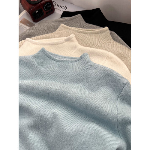 半高領軟糯加絨毛衣打底衫女秋冬加厚一體絨溫柔純色針織保暖上衣