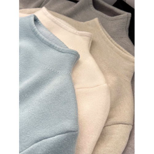 半高領軟糯加絨毛衣打底衫女秋冬加厚一體絨溫柔純色針織保暖上衣