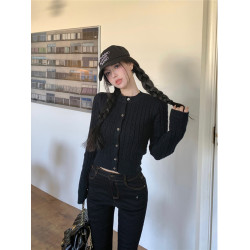 韓系麻花復古初春針織開衫短款外搭2026新款春季小個子毛衣外套女