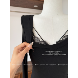 玖月伍 萊賽爾V領蕾絲花邊長袖修身打底衫百搭簡約外穿針織衫上衣