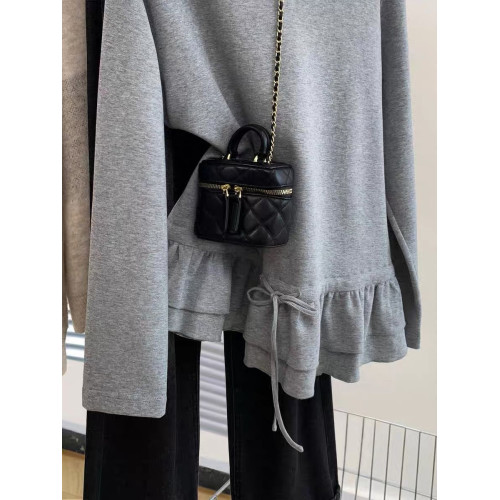 原單撤櫃設計感小衆荷葉邊下擺長袖T恤女高級感寬松上衣潮流 原單撤櫃設計感小衆荷葉邊下擺長袖T恤女高級感寬松上衣潮流