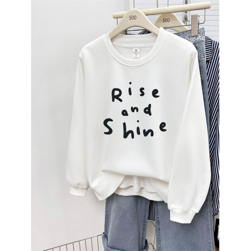 秋冬款韓版時尚設計感字母印花正肩大碼圓領衛衣女長袖套頭上衣潮 秋冬款韓版時尚設計感字母印花正肩大碼圓領衛衣女長袖套頭上衣潮