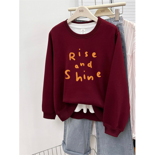 秋冬款韓版時尚設計感字母印花正肩大碼圓領衛衣女長袖套頭上衣潮 秋冬款韓版時尚設計感字母印花正肩大碼圓領衛衣女長袖套頭上衣潮