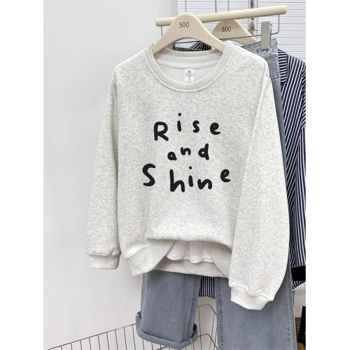 秋冬款韓版時尚設計感字母印花正肩大碼圓領衛衣女長袖套頭上衣潮 秋冬款韓版時尚設計感字母印花正肩大碼圓領衛衣女長袖套頭上衣潮