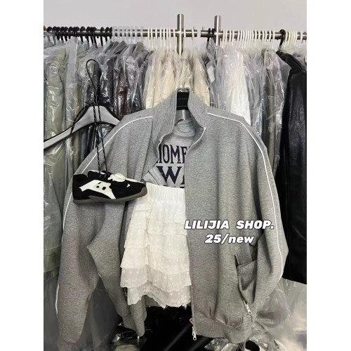 韓國東大門秋季新款運動休閒風立領寬松顯瘦百搭拉鍊衛衣外套女裝 韓國東大門秋季新款運動休閒風立領寬松顯瘦百搭拉鍊衛衣外套女裝