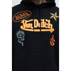 復古純原男女情侶款酷帥機車風連帽套頭衛衣絨衫袖子刺綉的