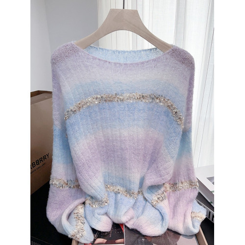 早秋氛圍感漸變色針織上衣女小個子洋氣減齡寬松慵懶軟糯套頭毛衣 早秋氛圍感漸變色針織上衣女小個子洋氣減齡寬松慵懶軟糯套頭毛衣